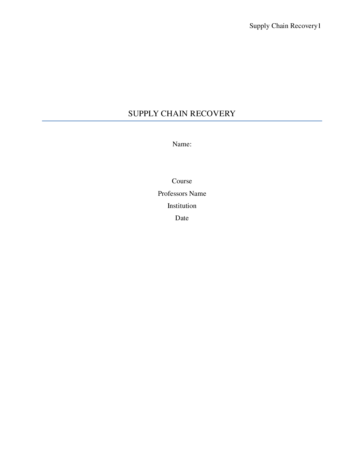 Preview image of SUPPLY CHAIN RECOVERY document